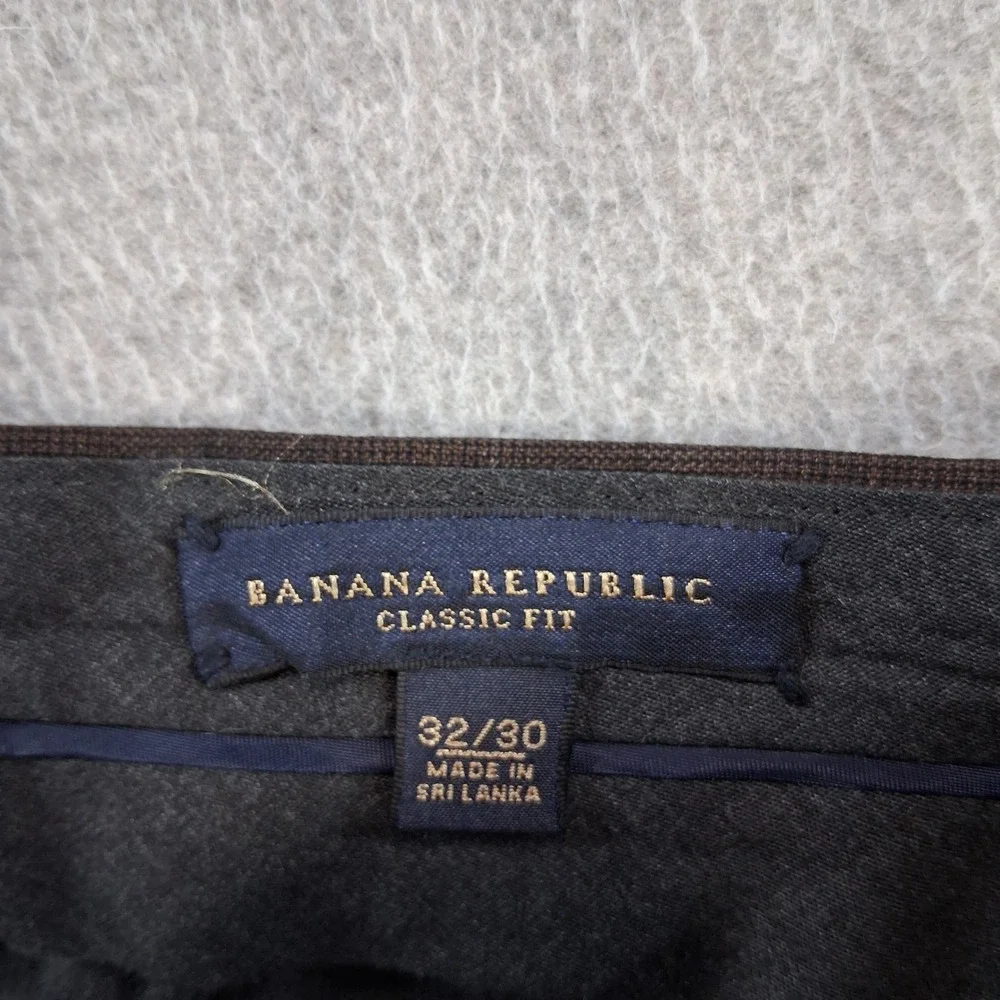 Banana Republic Dress Pants Mens 32/30 Brown Classic Fit Wool Blend Plaid